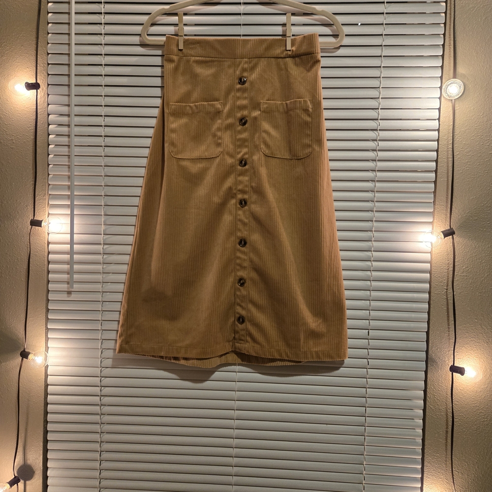 Tan Button-Down Women's Skirt